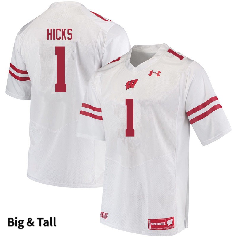 Wisconsin Badgers Men's #1 Faion Hicks NCAA Under Armour Authentic White Big & Tall College Stitched Football Jersey XL40I22WB